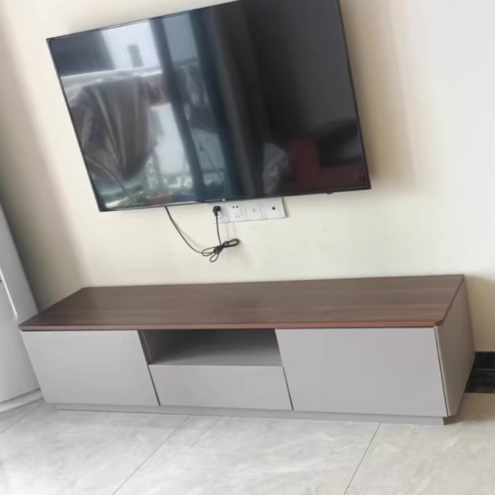 Traditionelles französisches TV-Regal aus massivem Holz mit abgerundeten Ecken und 2/3 Schubladen für das Wohnzimmer 