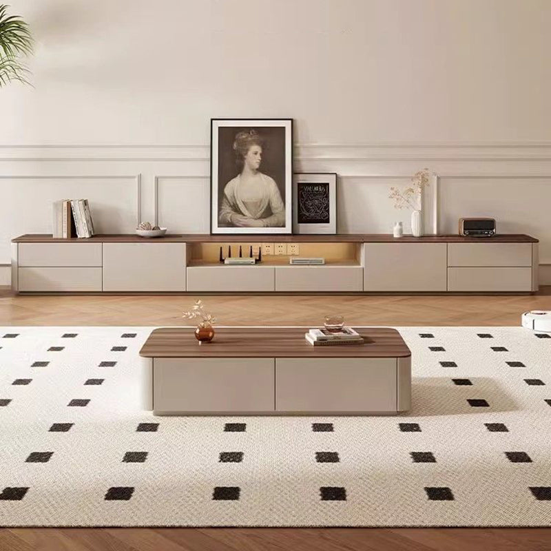 Traditionelles französisches TV-Regal aus massivem Holz mit abgerundeten Ecken und 2/3 Schubladen für das Wohnzimmer 