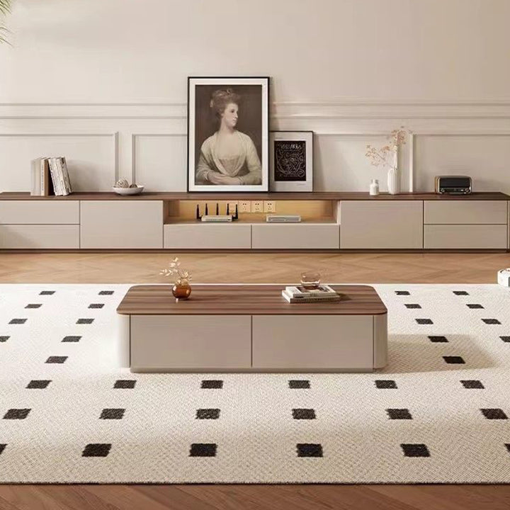 Traditionelles französisches TV-Regal aus massivem Holz mit abgerundeten Ecken und 2/3 Schubladen für das Wohnzimmer 