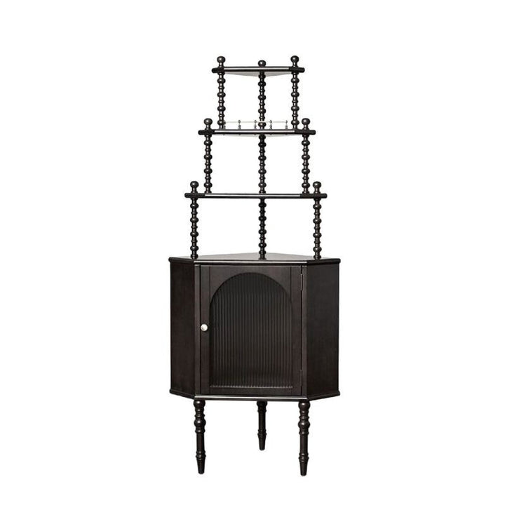 Traditional Vintage Pine Wood Irregular Pentagon Storage Shelf 4-Tier For Living Room