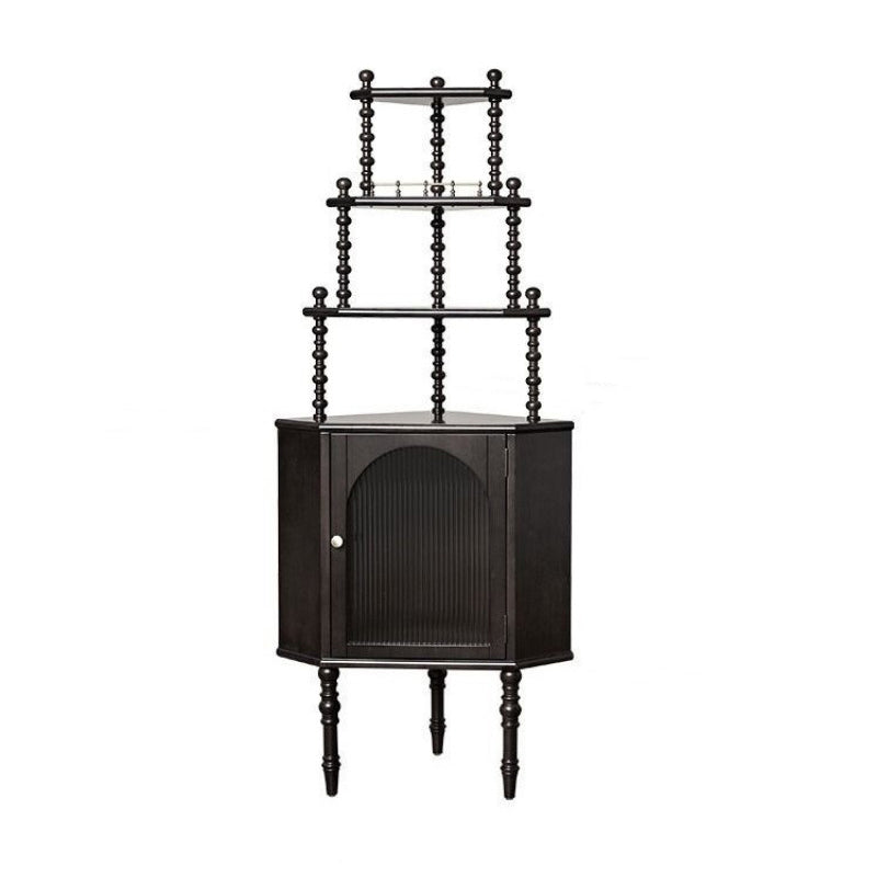 Traditional Vintage Pine Wood Irregular Pentagon Storage Shelf 4-Tier For Living Room