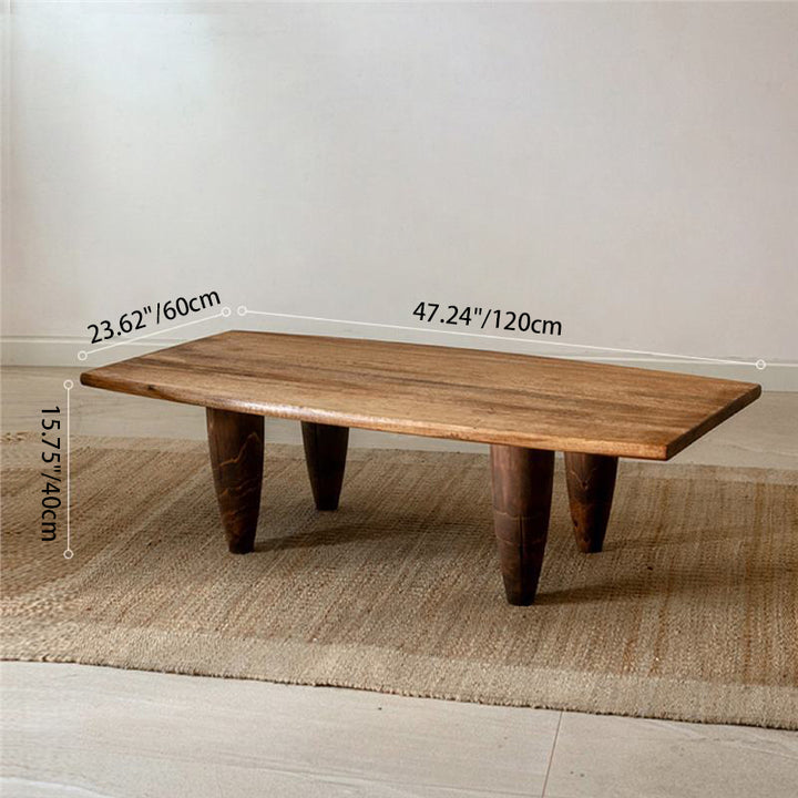 Table basse forme marteau en bois massif japonais traditionnel, à 1 niveau, pour salon 