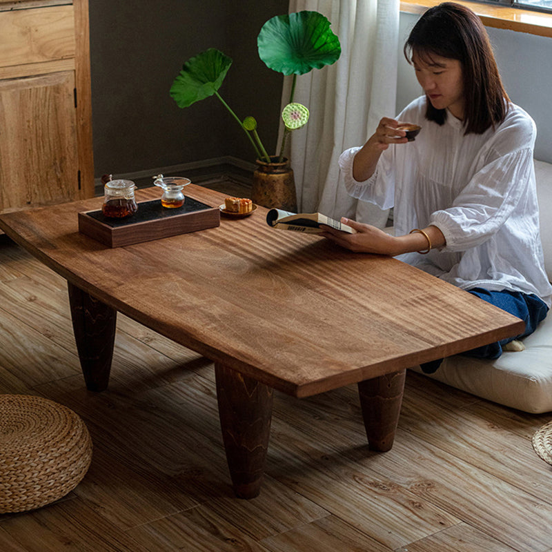 Table basse forme marteau en bois massif japonais traditionnel, à 1 niveau, pour salon 