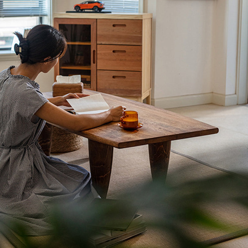 Table basse forme marteau en bois massif japonais traditionnel, à 1 niveau, pour salon 