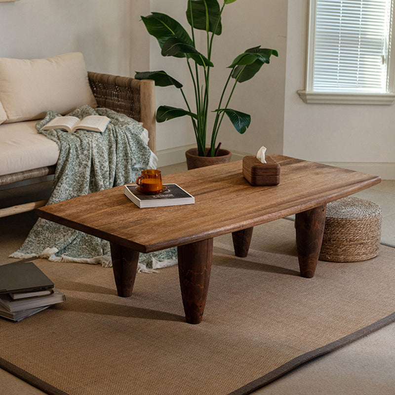 Table basse forme marteau en bois massif japonais traditionnel, à 1 niveau, pour salon 