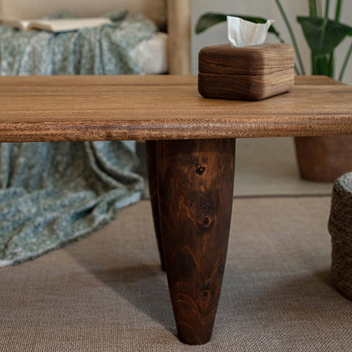 Table basse forme marteau en bois massif japonais traditionnel, à 1 niveau, pour salon 