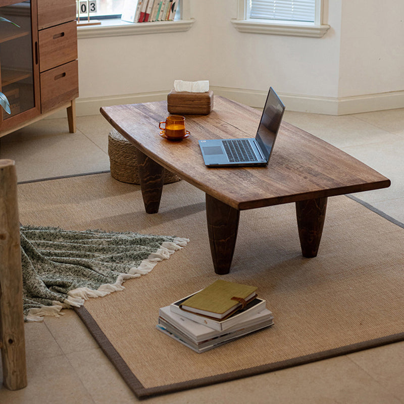 Table basse forme marteau en bois massif japonais traditionnel, à 1 niveau, pour salon 