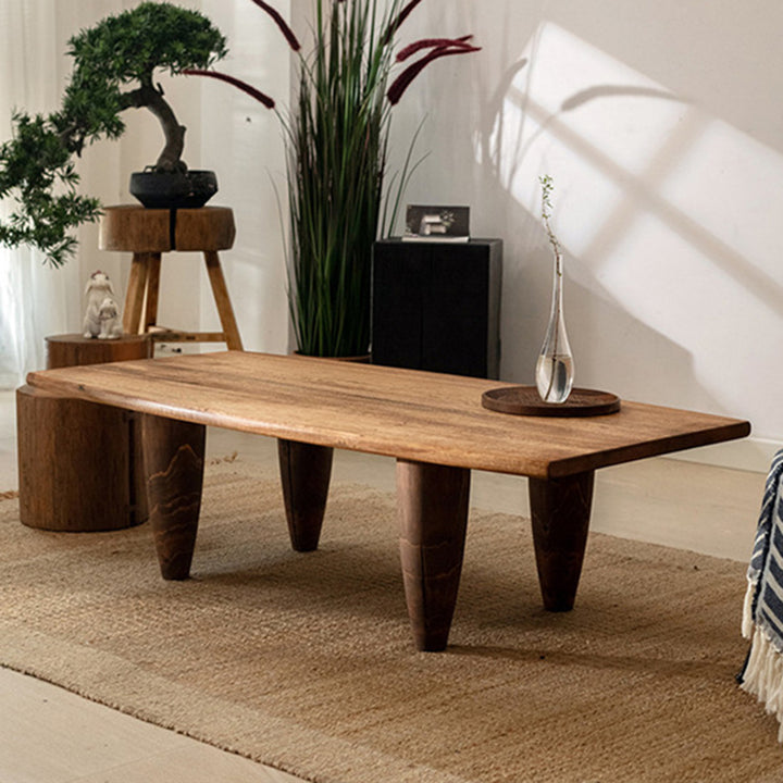 Table basse forme marteau en bois massif japonais traditionnel, à 1 niveau, pour salon 