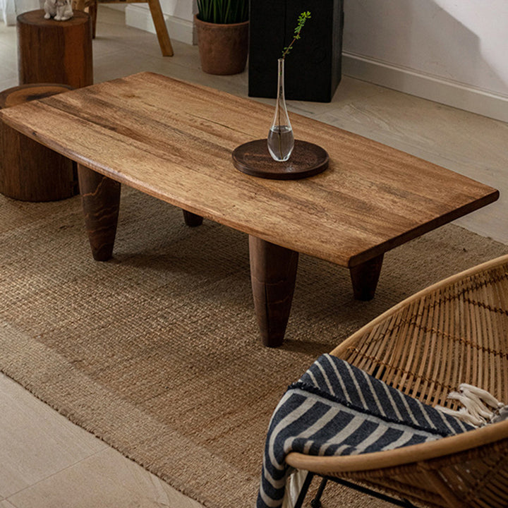 Table basse forme marteau en bois massif japonais traditionnel, à 1 niveau, pour salon 
