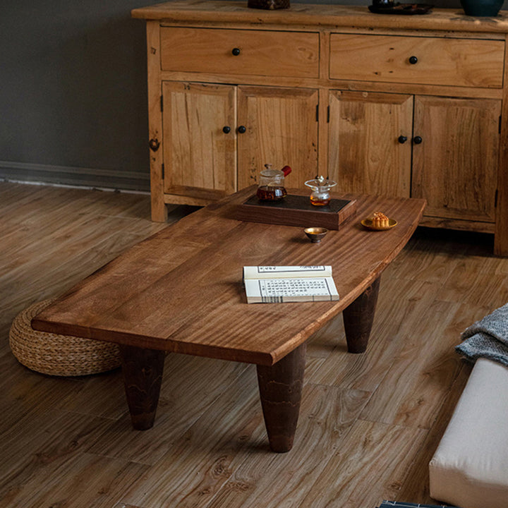 Table basse forme marteau en bois massif japonais traditionnel, à 1 niveau, pour salon 
