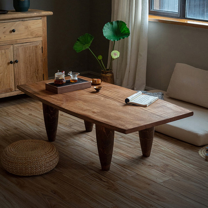 Table basse forme marteau en bois massif japonais traditionnel, à 1 niveau, pour salon 