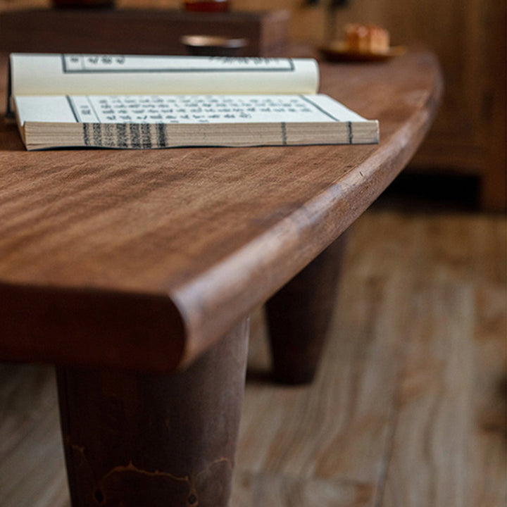Table basse forme marteau en bois massif japonais traditionnel, à 1 niveau, pour salon 