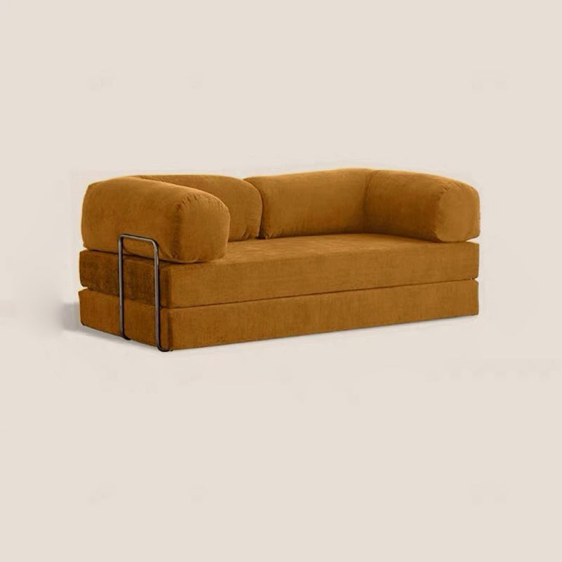 Modern Minimalist Stainless Steel Fabric Corduroy Curved Square Sofa With Backrest &amp; Armrests For Living Room