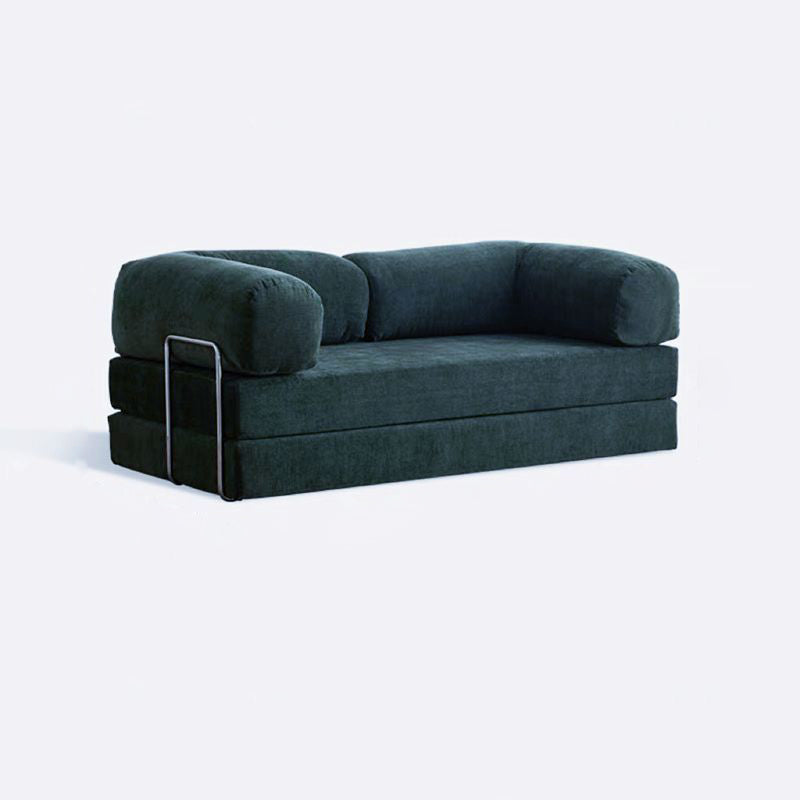 Modern Minimalist Stainless Steel Fabric Corduroy Curved Square Sofa With Backrest &amp; Armrests For Living Room