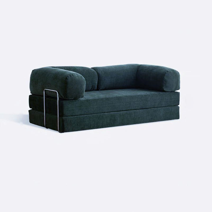 Modern Minimalist Stainless Steel Fabric Corduroy Curved Square Sofa With Backrest &amp; Armrests For Living Room
