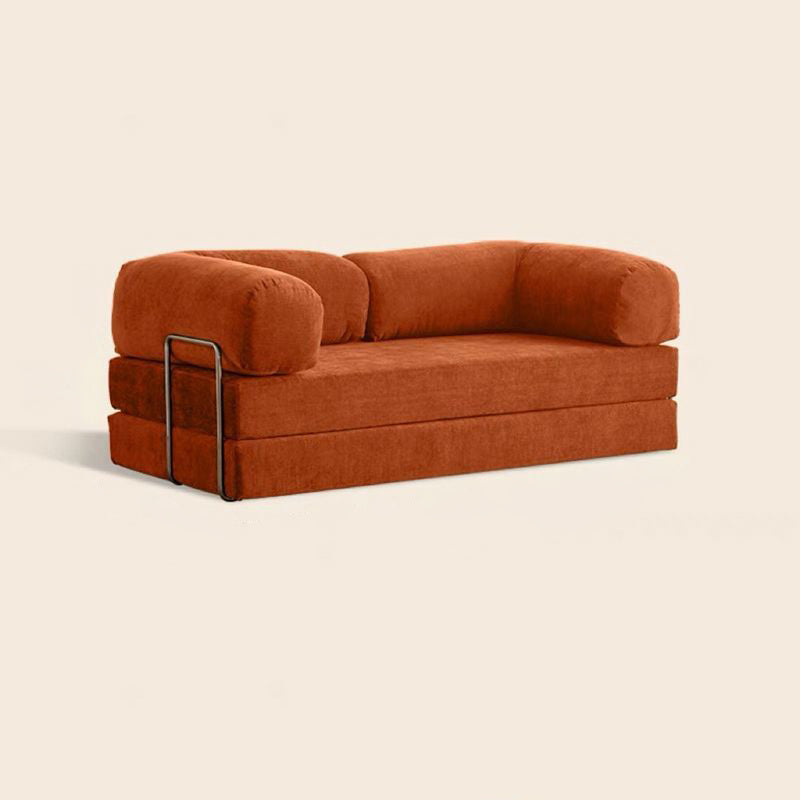 Modern Minimalist Stainless Steel Fabric Corduroy Curved Square Sofa With Backrest &amp; Armrests For Living Room