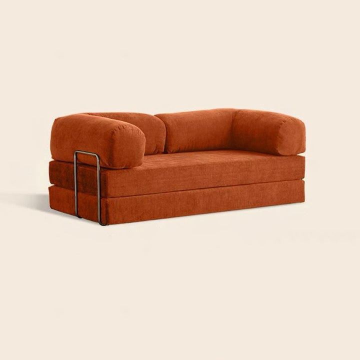 Modern Minimalist Stainless Steel Fabric Corduroy Curved Square Sofa With Backrest &amp; Armrests For Living Room
