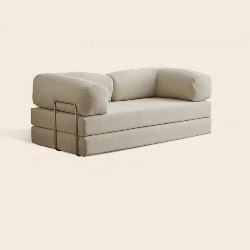 Modern Minimalist Stainless Steel Fabric Corduroy Curved Square Sofa With Backrest &amp; Armrests For Living Room