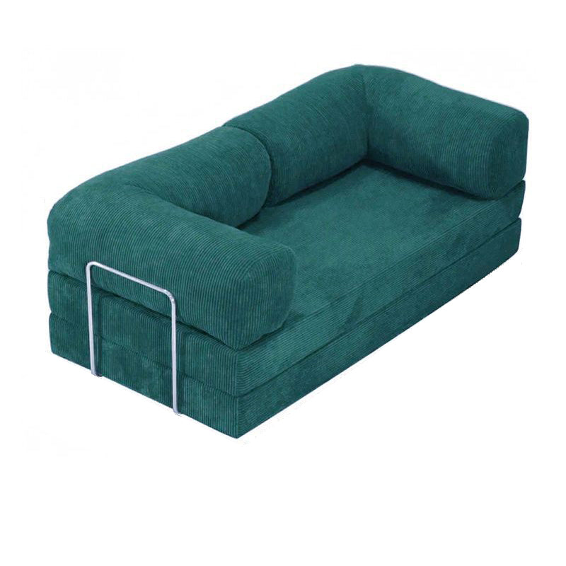 Modern Minimalist Stainless Steel Fabric Corduroy Curved Square Sofa With Backrest &amp; Armrests For Living Room