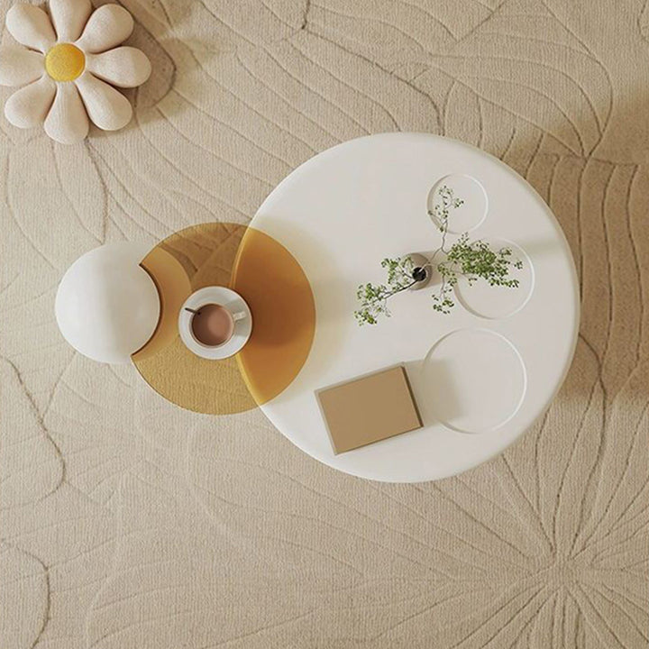 Table basse ronde contemporaine en fibre de verre et verre, en forme d'œuf, à un niveau, pour salon 