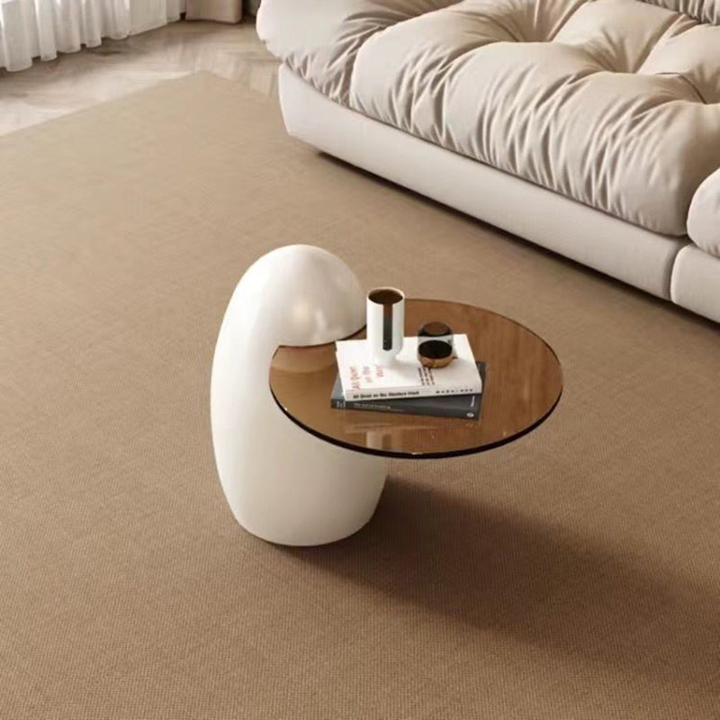 Zeitgenössischer kreativer Glasfaser-Glas-Rund-Ei-förmiger Couchtisch 1-stufig für das Wohnzimmer 