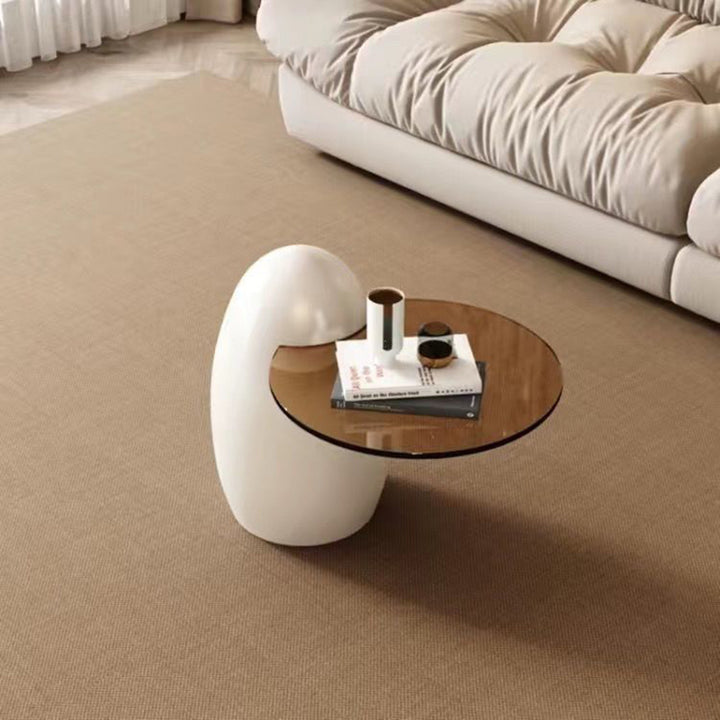 Zeitgenössischer kreativer Glasfaser-Glas-Rund-Ei-förmiger Couchtisch 1-stufig für das Wohnzimmer 