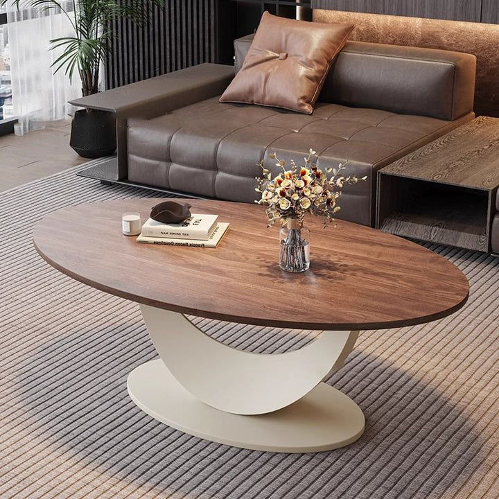 Table basse ovale courbée à 1 niveau en bois d&
