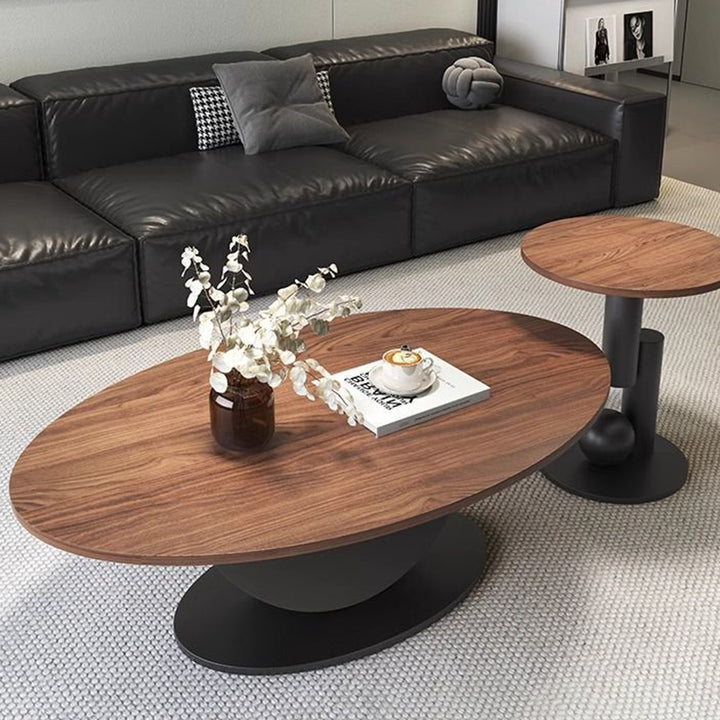 Table basse ovale courbée à 1 niveau en bois d&
