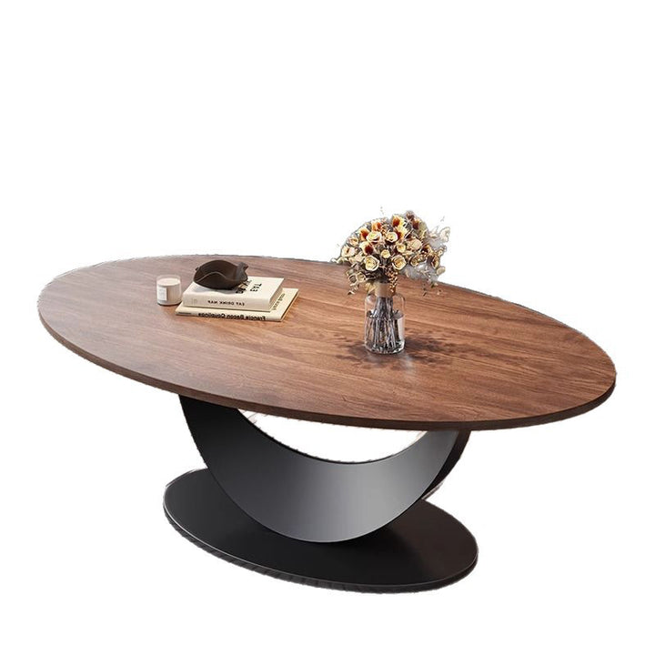 Table basse ovale courbée à 1 niveau en bois d&