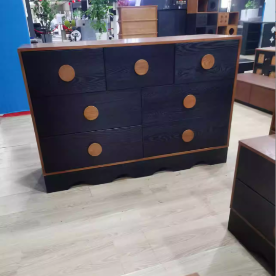 Gabinete de almacenamiento rectangular de ondas de tablero multicapa de madera maciza de caucho chino tradicional con 2/3/4/7 cajones para sala de estar 