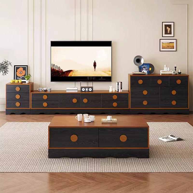 Gabinete de almacenamiento rectangular de ondas de tablero multicapa de madera maciza de caucho chino tradicional con 2/3/4/7 cajones para sala de estar 