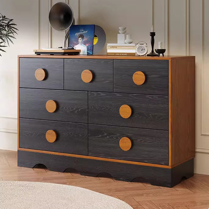 Gabinete de almacenamiento rectangular de ondas de tablero multicapa de madera maciza de caucho chino tradicional con 2/3/4/7 cajones para sala de estar 