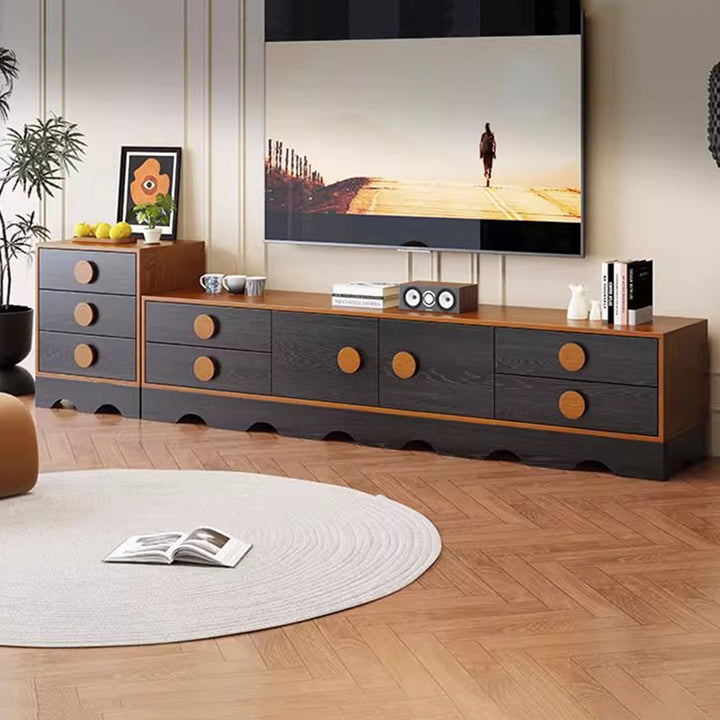 Gabinete de almacenamiento rectangular de ondas de tablero multicapa de madera maciza de caucho chino tradicional con 2/3/4/7 cajones para sala de estar 