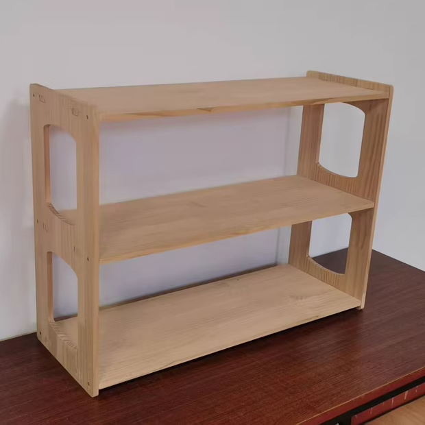 Estante de almacenamiento rectangular de madera de pino minimalista moderno de 3 niveles para sala de estar 