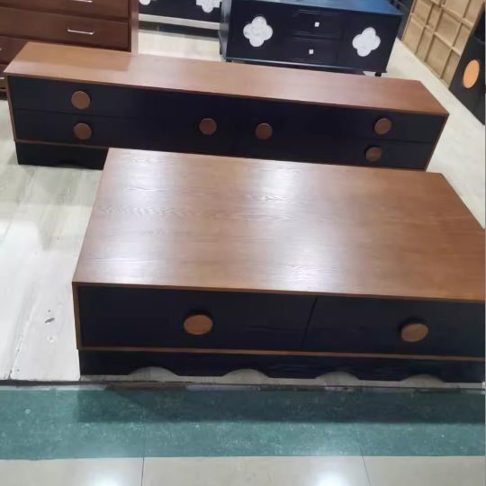 Gabinete de almacenamiento rectangular de ondas de tablero multicapa de madera maciza de caucho chino tradicional con 2/3/4/7 cajones para sala de estar 