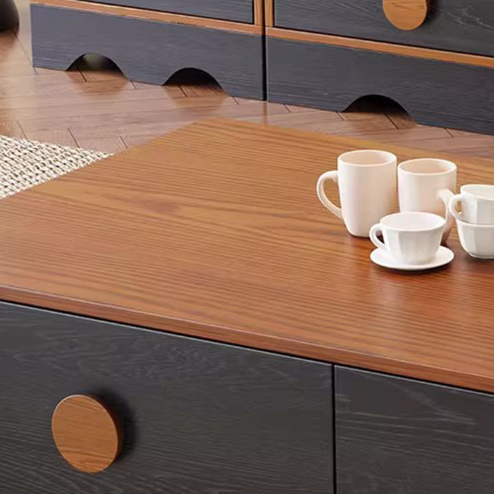 Gabinete de almacenamiento rectangular de ondas de tablero multicapa de madera maciza de caucho chino tradicional con 2/3/4/7 cajones para sala de estar 