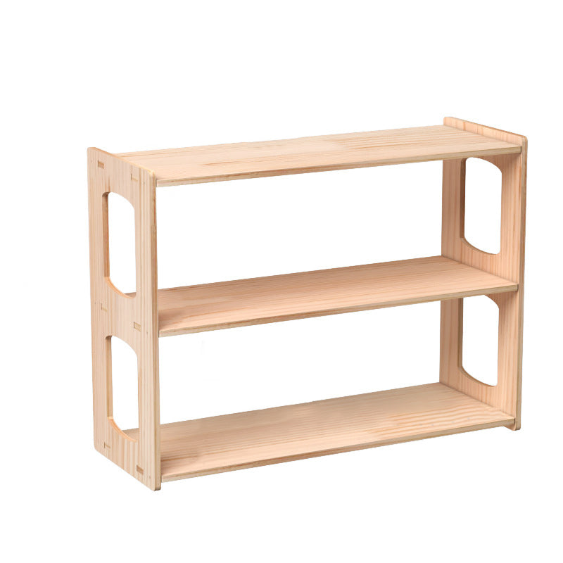Estante de almacenamiento rectangular de madera de pino minimalista moderno de 3 niveles para sala de estar 