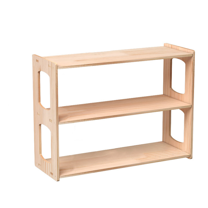 Estante de almacenamiento rectangular de madera de pino minimalista moderno de 3 niveles para sala de estar 