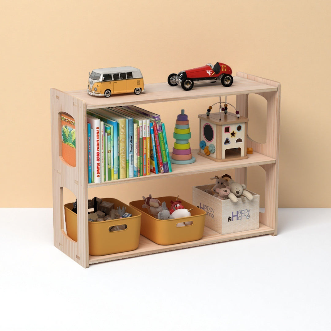 Estante de almacenamiento rectangular de madera de pino minimalista moderno de 3 niveles para sala de estar 