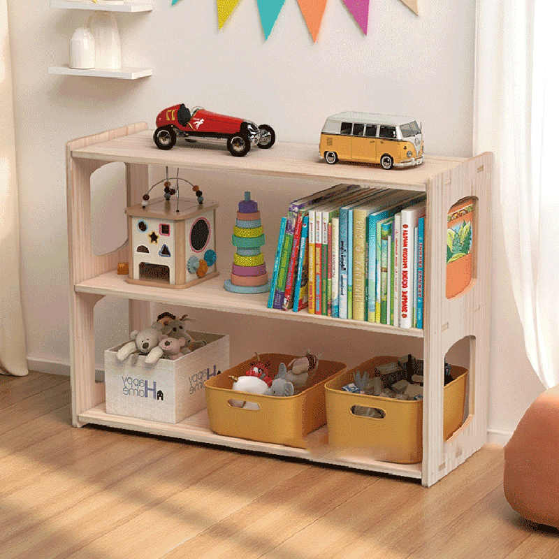 Estante de almacenamiento rectangular de madera de pino minimalista moderno de 3 niveles para sala de estar 