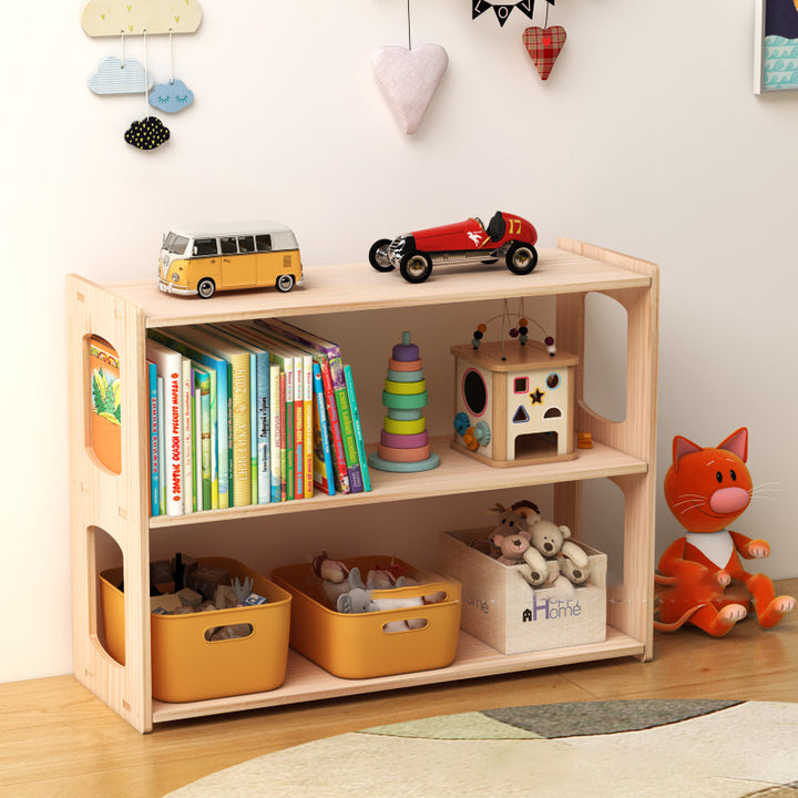 Estante de almacenamiento rectangular de madera de pino minimalista moderno de 3 niveles para sala de estar 