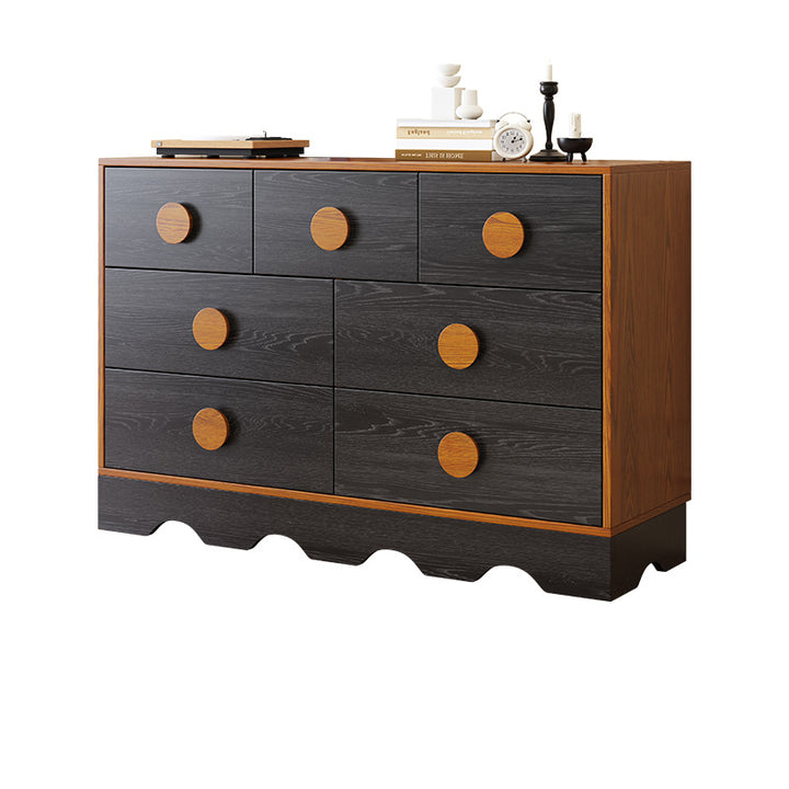 Gabinete de almacenamiento rectangular de ondas de tablero multicapa de madera maciza de caucho chino tradicional con 2/3/4/7 cajones para sala de estar 
