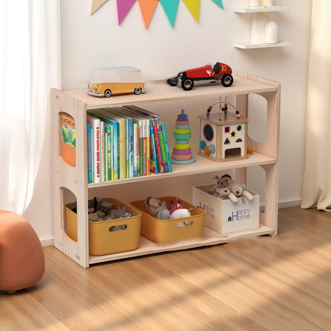 Estante de almacenamiento rectangular de madera de pino minimalista moderno de 3 niveles para sala de estar 