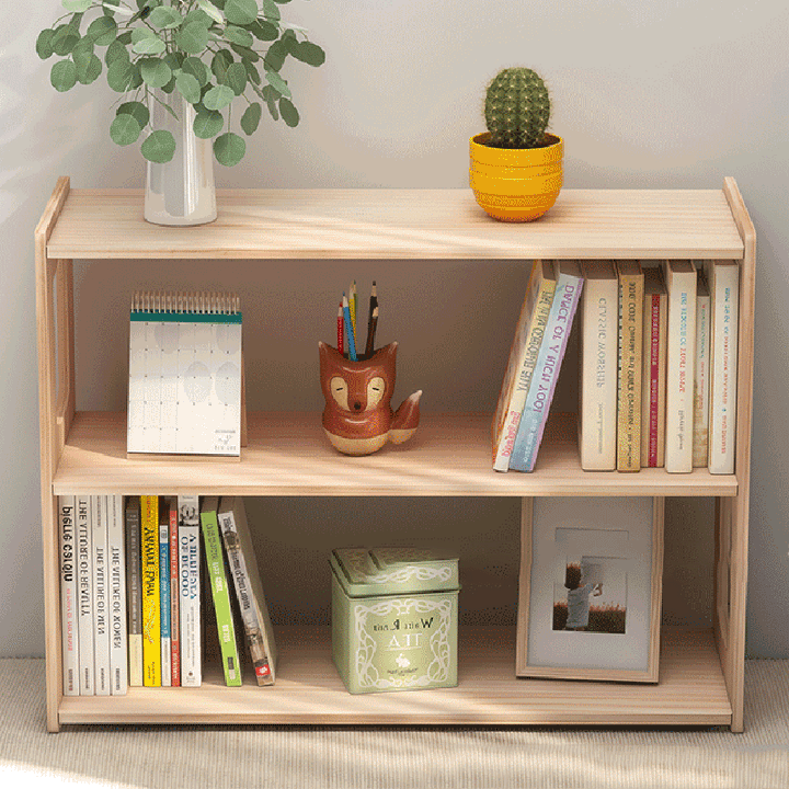 Estante de almacenamiento rectangular de madera de pino minimalista moderno de 3 niveles para sala de estar 