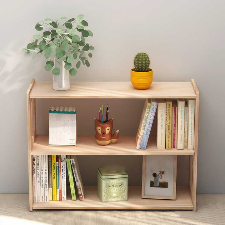 Estante de almacenamiento rectangular de madera de pino minimalista moderno de 3 niveles para sala de estar 