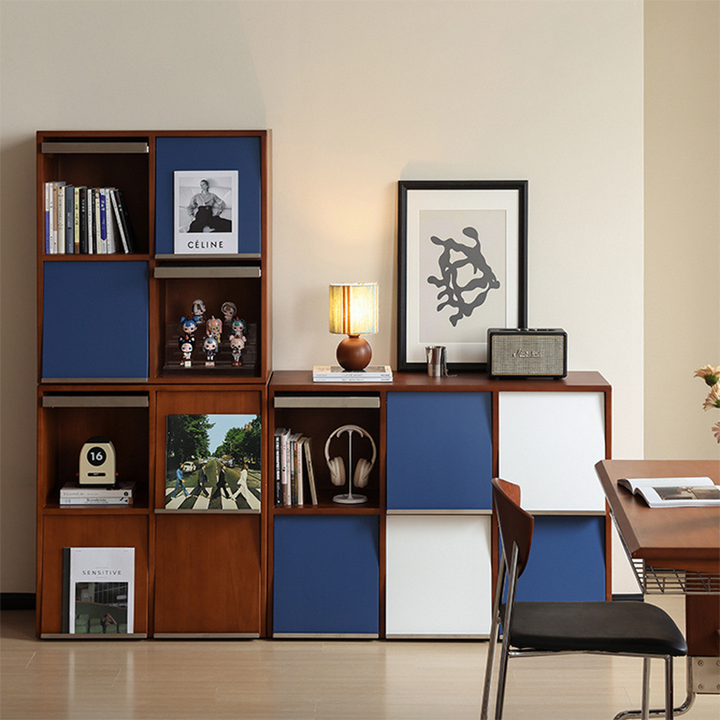 Traditional French Rubber Wood Stainless Steel Square Storage Cabinet 4/6 Storage For Living Room