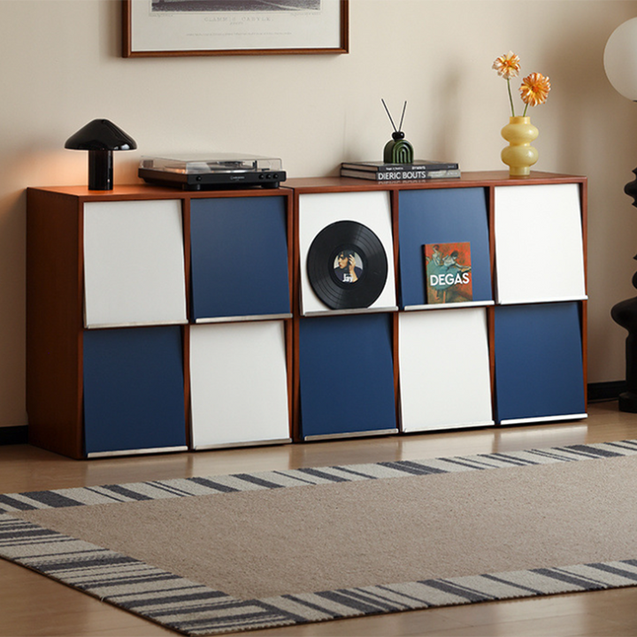 Traditional French Rubber Wood Stainless Steel Square Storage Cabinet 4/6 Storage For Living Room