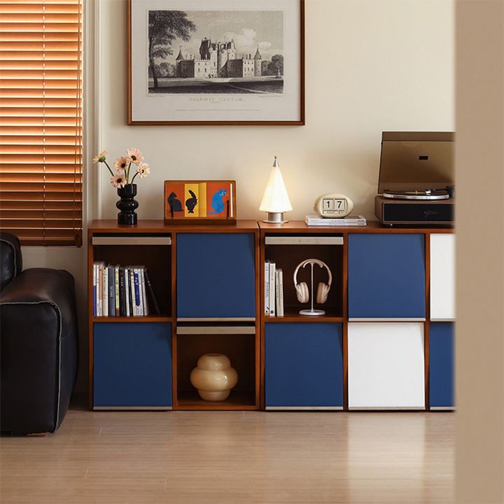 Gabinete de almacenamiento cuadrado de acero inoxidable de madera de caucho francés tradicional 4/6 almacenamiento para sala de estar 