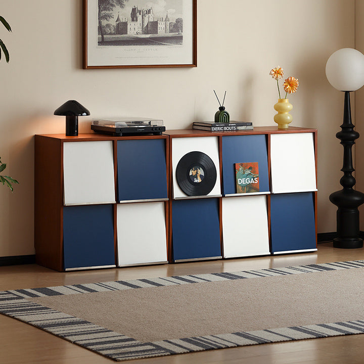 Gabinete de almacenamiento cuadrado de acero inoxidable de madera de caucho francés tradicional 4/6 almacenamiento para sala de estar 