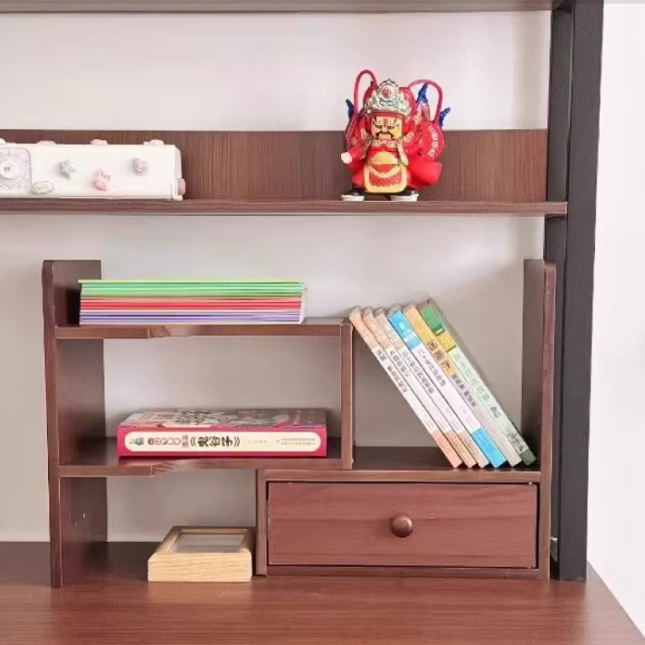 Estantería rectangular de madera diseñada tradicional china de 2 niveles para sala de estar 
